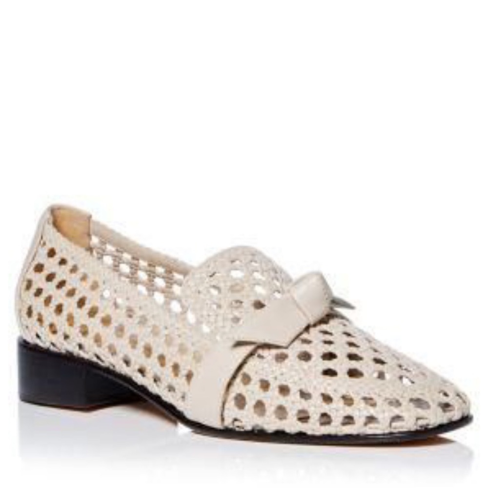 ALEXANDRE BIRMAN Beige Basketweave Clarita Almond Loafers Shoes Size: 38 NIB
